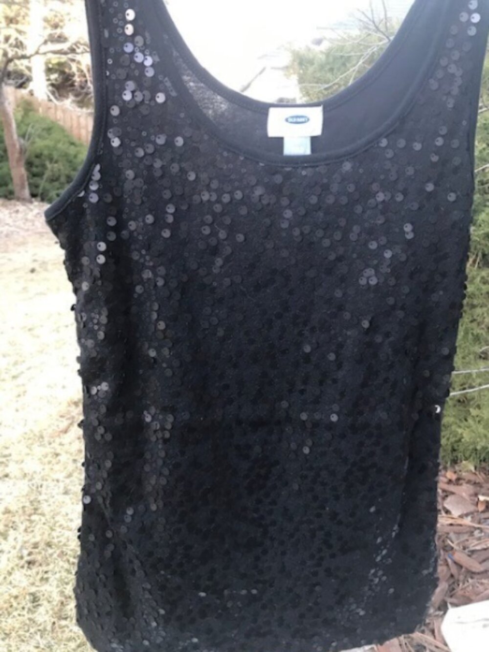 Old Navy Black Sequined Festive Party Tank Top never worn women’s size M